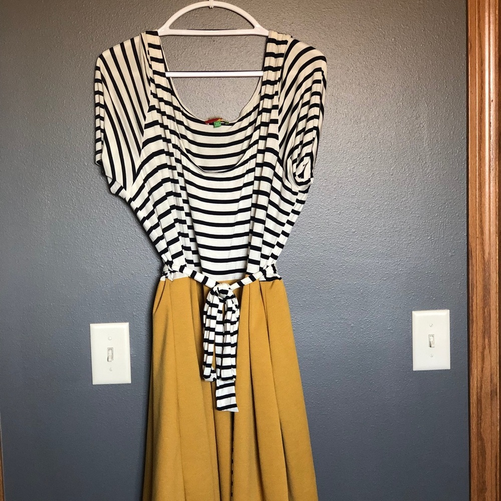 Striped and yellow plus size dress